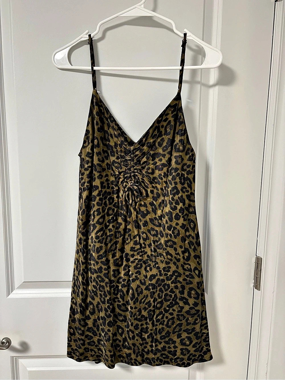 Zara Leopard Print Ruched Front Slip Dress - Picture 3 of 3